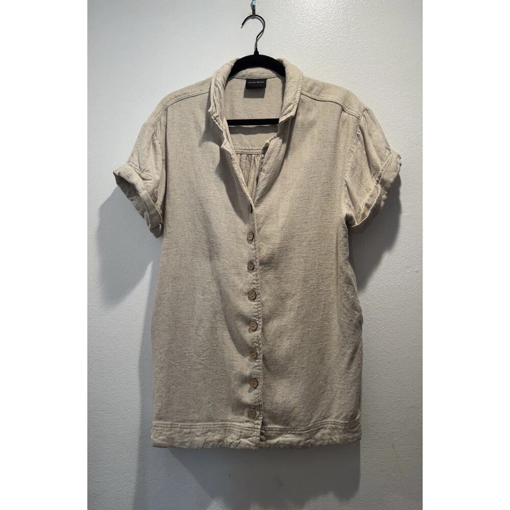 Miou Muse Women’s Size Small Button Front Tunic Top Linen Blend Minimalist Boho